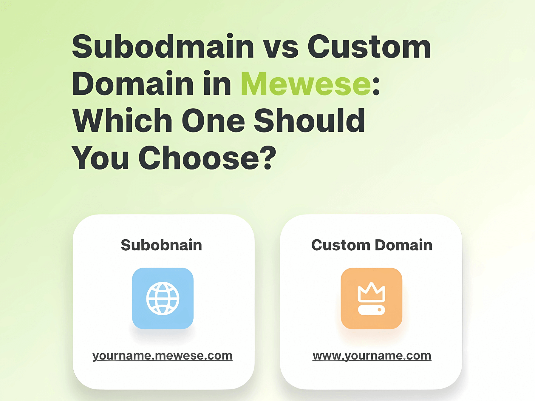 Subdomain vs Custom Domain in Mewese: Which One Should You Choose?